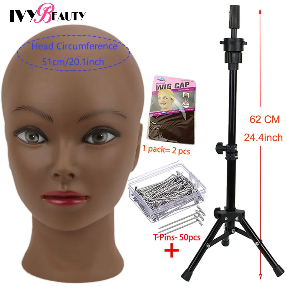 Female Bald Mannequin Head With Stand Cosmetology Practice African Training Manikin Head With Wig Stand Tipod For Mannequin Wigs