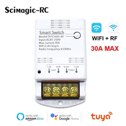 Tuya Smart Switch WIFI / ZIGBEE 6600W / 4000W 30A 20A Smart Relay Module  Wireless Remote Control Work With Alexa