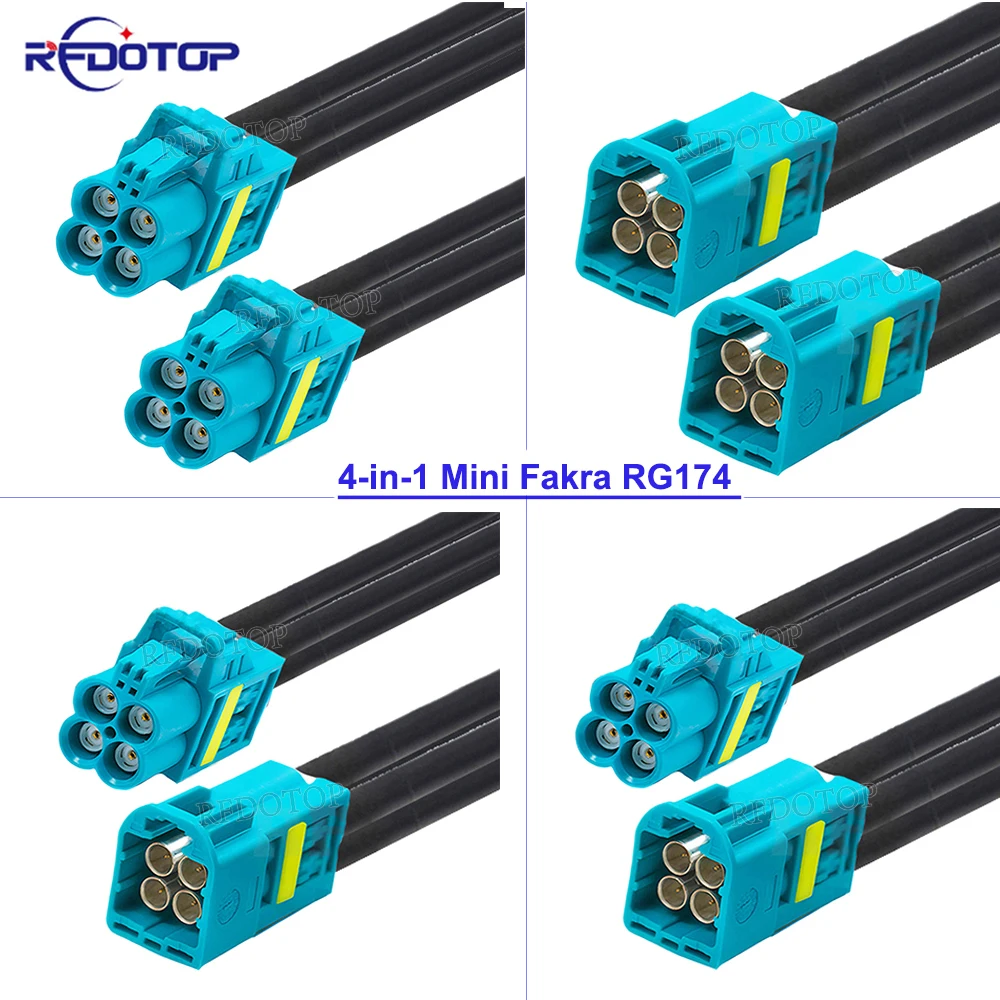 

1Pcs RG174 RSBG Type Replacement Mini Fakra 4-in-1 to Mini Fakra Male/Female Connector RG-174 coaxial cable 50 Ohm Fast shipping