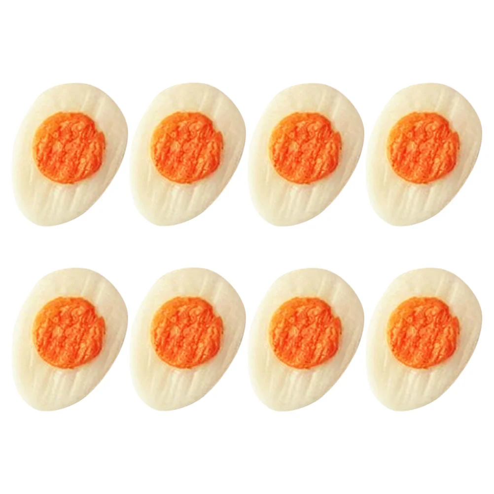 8pcs Miniature Boiled Eggs PVC Mini Models Realistic Craft Toys Portable Decor naments Kitchen Accessories Miniature