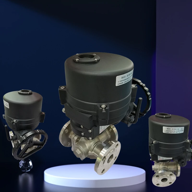 Stainless Steel Three-Way Ball Valve With On-off Type Electric Actuator