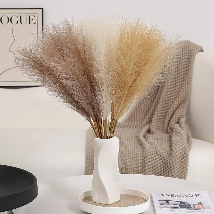 

5pcs Pampas Grass Reed Artificial Plant Hotsale Home Outdoor Garden Wedding Bridal Bouquet DIY Box Festival Scrapbook Decoration