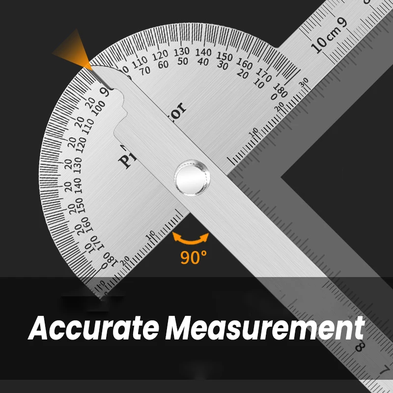 Protractor Metal Angle Finder Angle Ruler Gauge Angle Ruler 180 Degree Measuring Ruler Tool Stainless Steel Goniometer