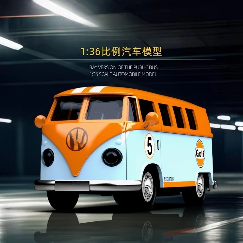 1:36 Bus T1 jouet voiture alliage Van voiture modèle porte ouverture retirer voiture jouet pour enfants