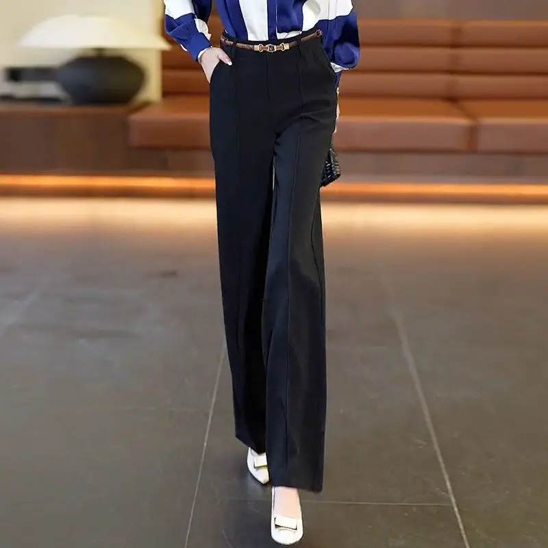 

Work Wide Leg Women's Pants White Baggy Brown Black Tailoring Straight Clothing Loose Solid Trousers for Woman Office 90s Summer