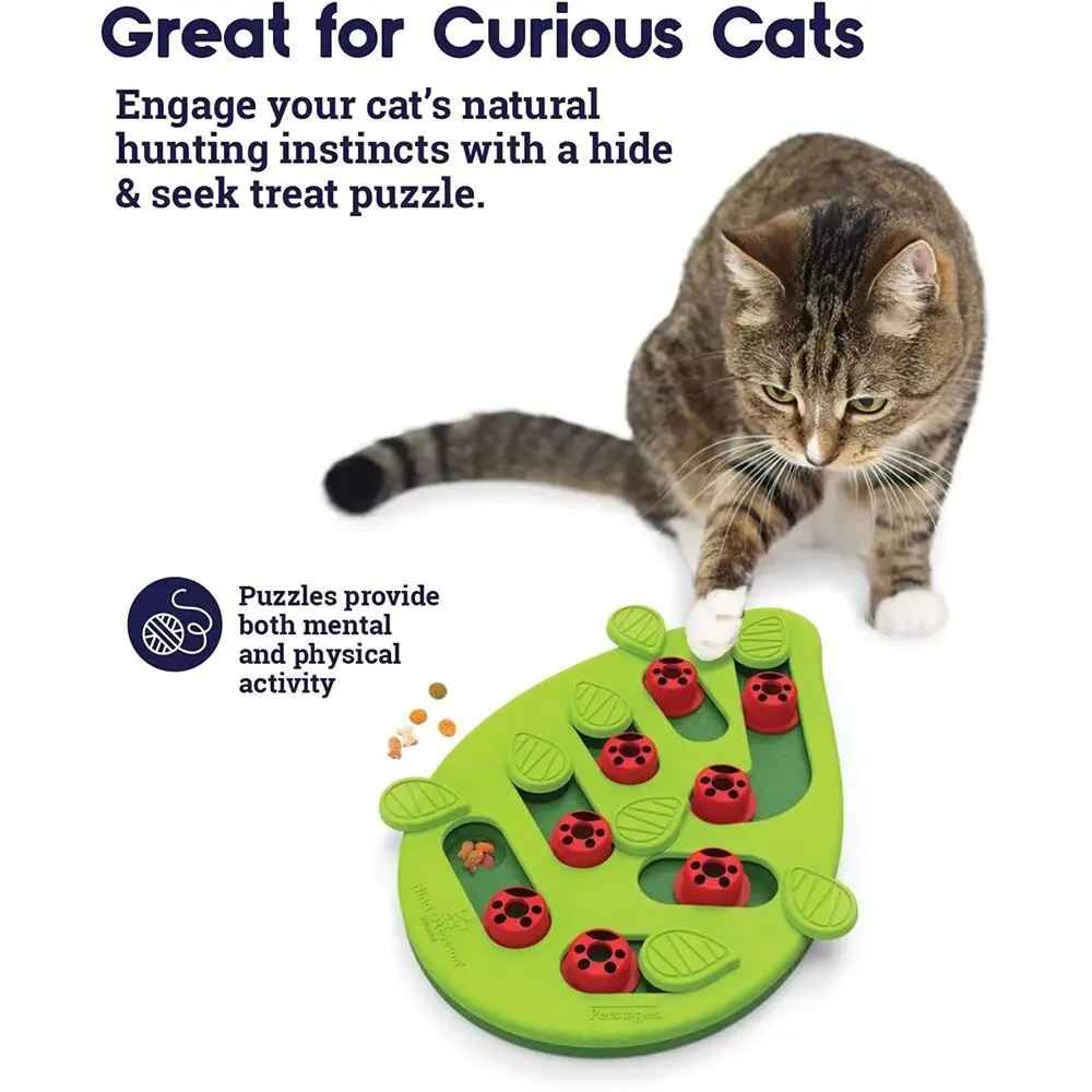 Jouet de puzzle pour chat en plastique non toxique de haute qualité, avec un style ludique et interactif, difficulté réglable, stimulant l'esprit.