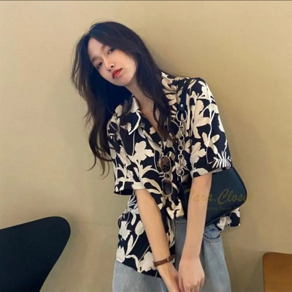 턴다운 칼라 플라워 블라우스, 클래식 용수철, 단추 반팔 셔츠, 바캉스 하와이 여행 셔츠 Best5 턴다운 칼라 플라워 블라우스, 클래식 용수철, 단추 반팔 셔츠, 바캉스 하와이 여행 셔츠 Best5