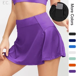 Sports Skort Yoga Golf Tennis Running Underneath Short Skirt with Pocket Women's High Waist Speed Dry Purple Black White Skirts