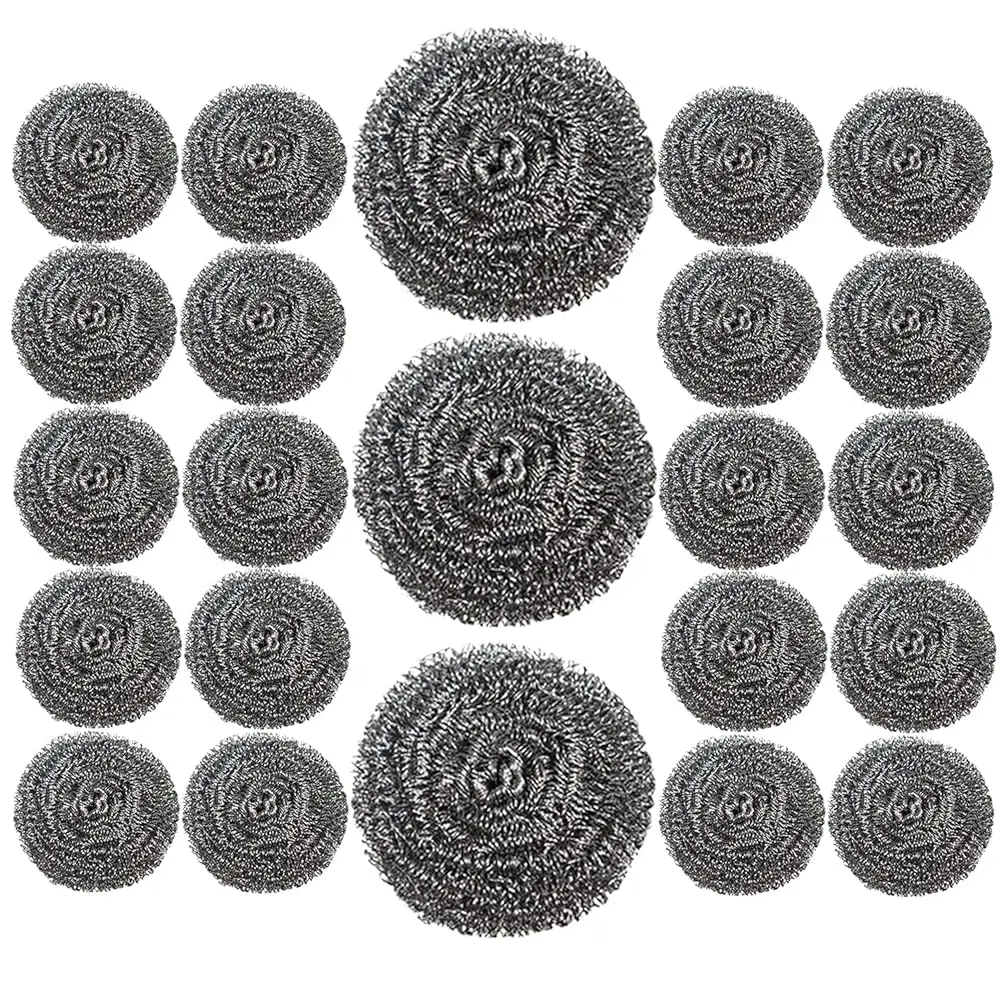 

Набор из 24 губок-мочалок из нержавеющей стали, стальные мочалки для чистки плит, кастрюль, вытяжек и т.д. Трудно их очистить.