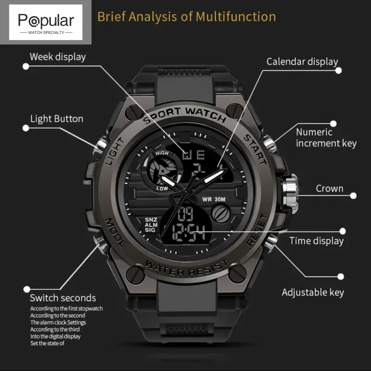 Student and Youth Alarm Clock Night Light Timer Weekly Calendar Multi functional Watch Ideal Choice for Children\'s Gifts