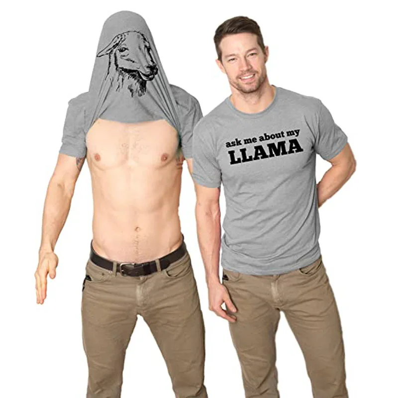 

Ask Me about My Llama T Shirt Funny Animal Flip Shirt Cool Graphic Novelty Tees Men's Fashion Cute Graphic Tee Tops Husband Gift