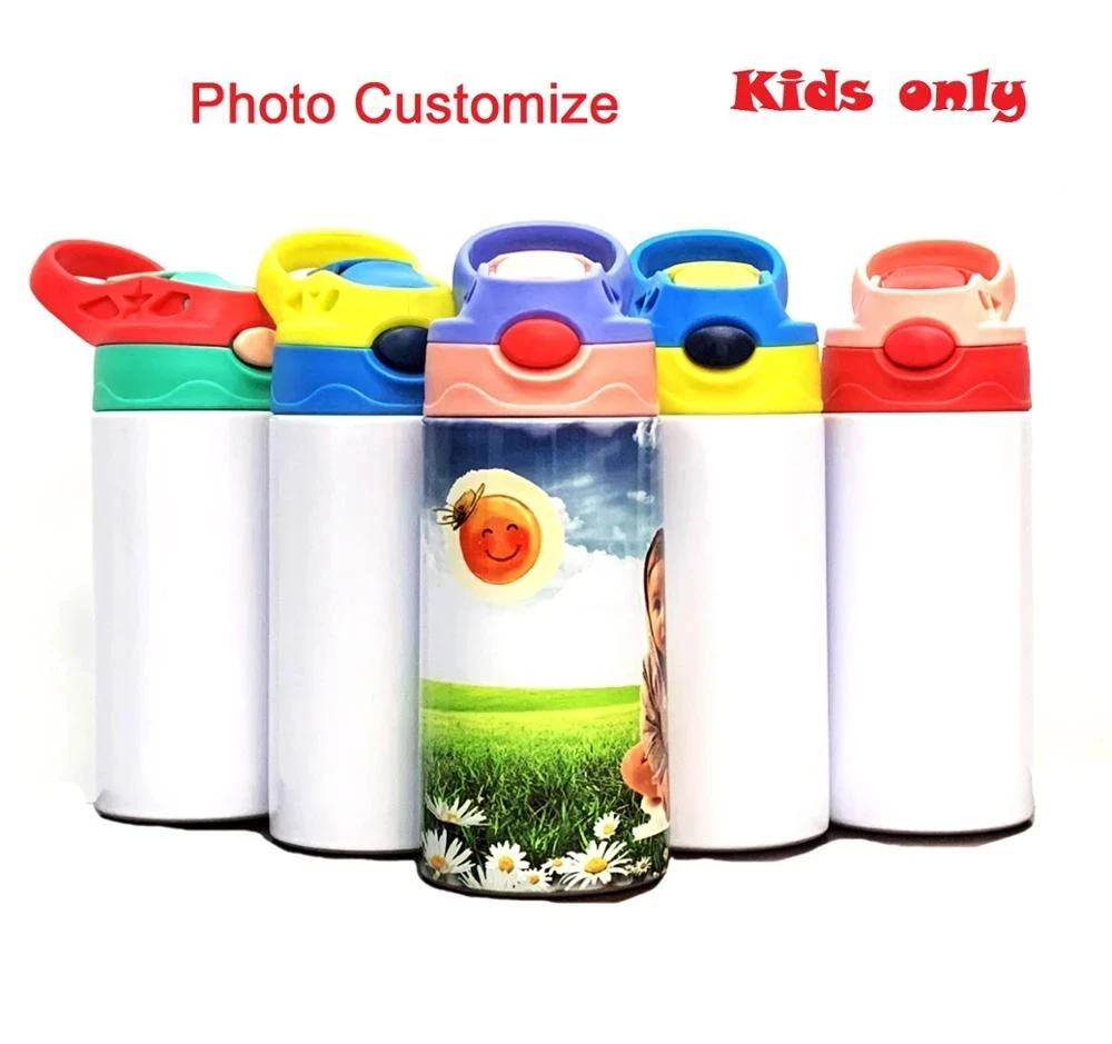 350ML Children Kids Thermos DIY LOGO customize Photo Name Colorful Printing Full Around Bottle Creative Gift School Kindergarten