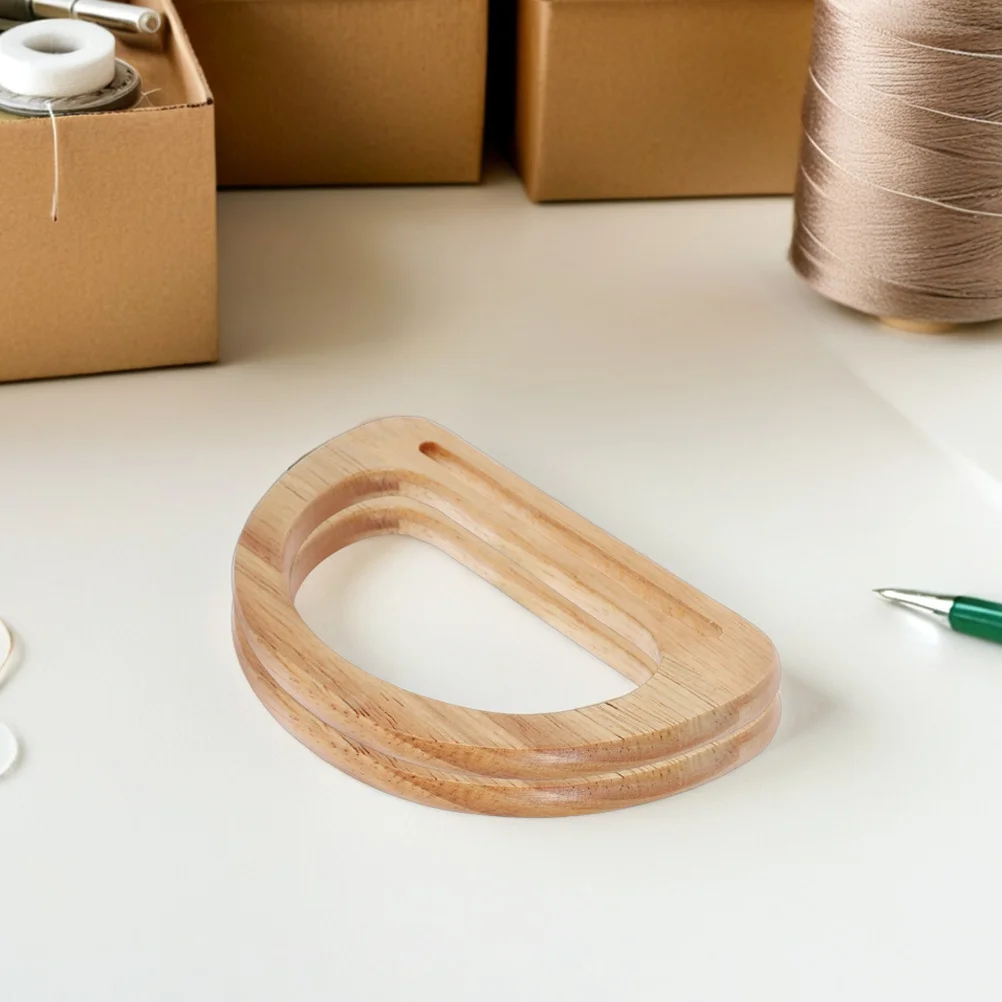 4Pcs Wooden Purse Handle D Shape Decorative Bag Handle Replacement Beige 17Cm Handmade Tote Clutch Crochet Bag Making Supplies