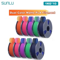 SUNLU 10KG Dual Color Matte PLA Filament 1.75mm 1kg Spool (2.2lbs) Matte 3D Printer PLA Filament Fit Most FDM Printer