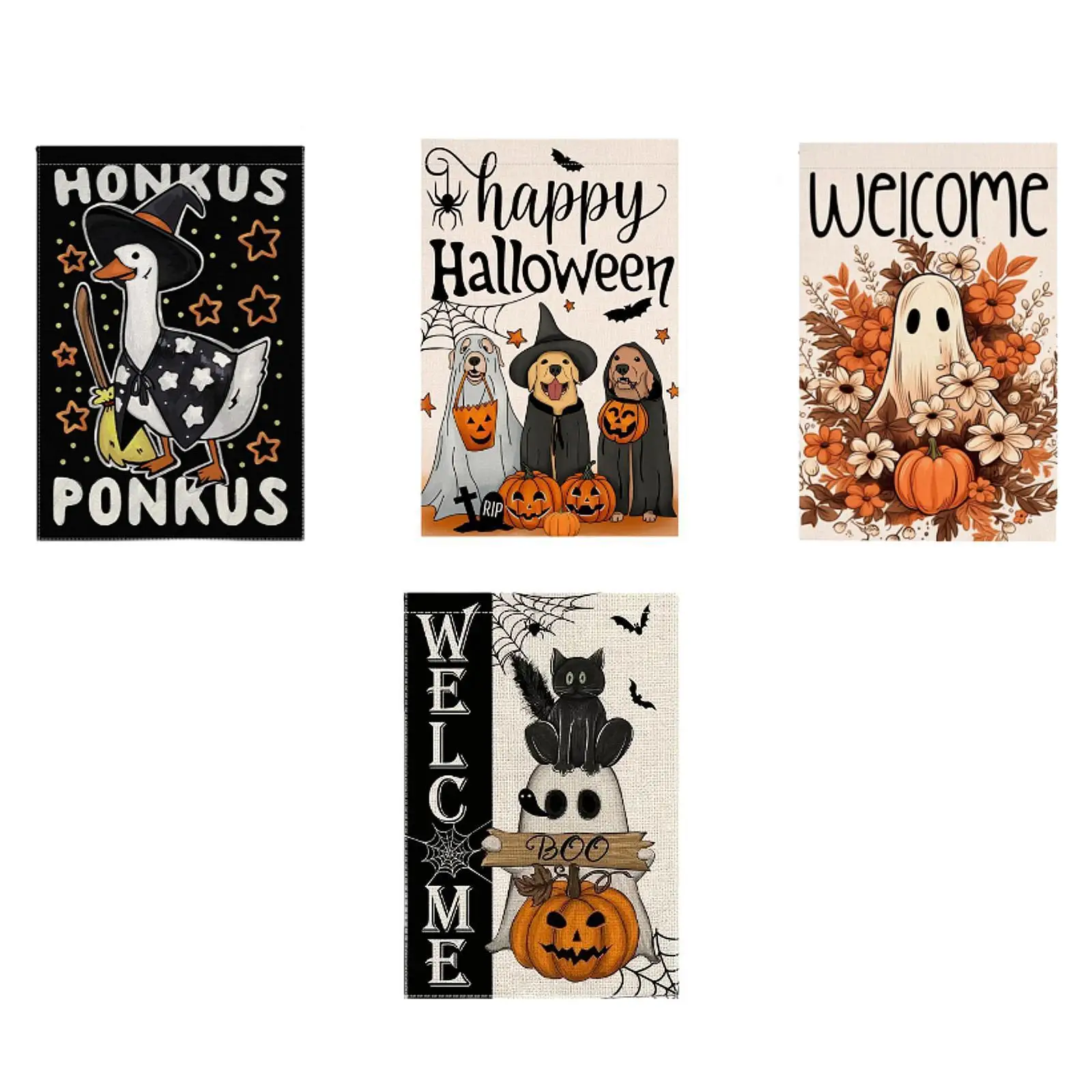 Halloween Garden Flags Linen Flags Halloween Decorations Vertical Flags Double