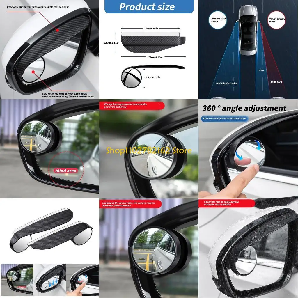 

547B 360 Wide Blind Spots Glass Auto Convex Rear Side View Car Truck SUV