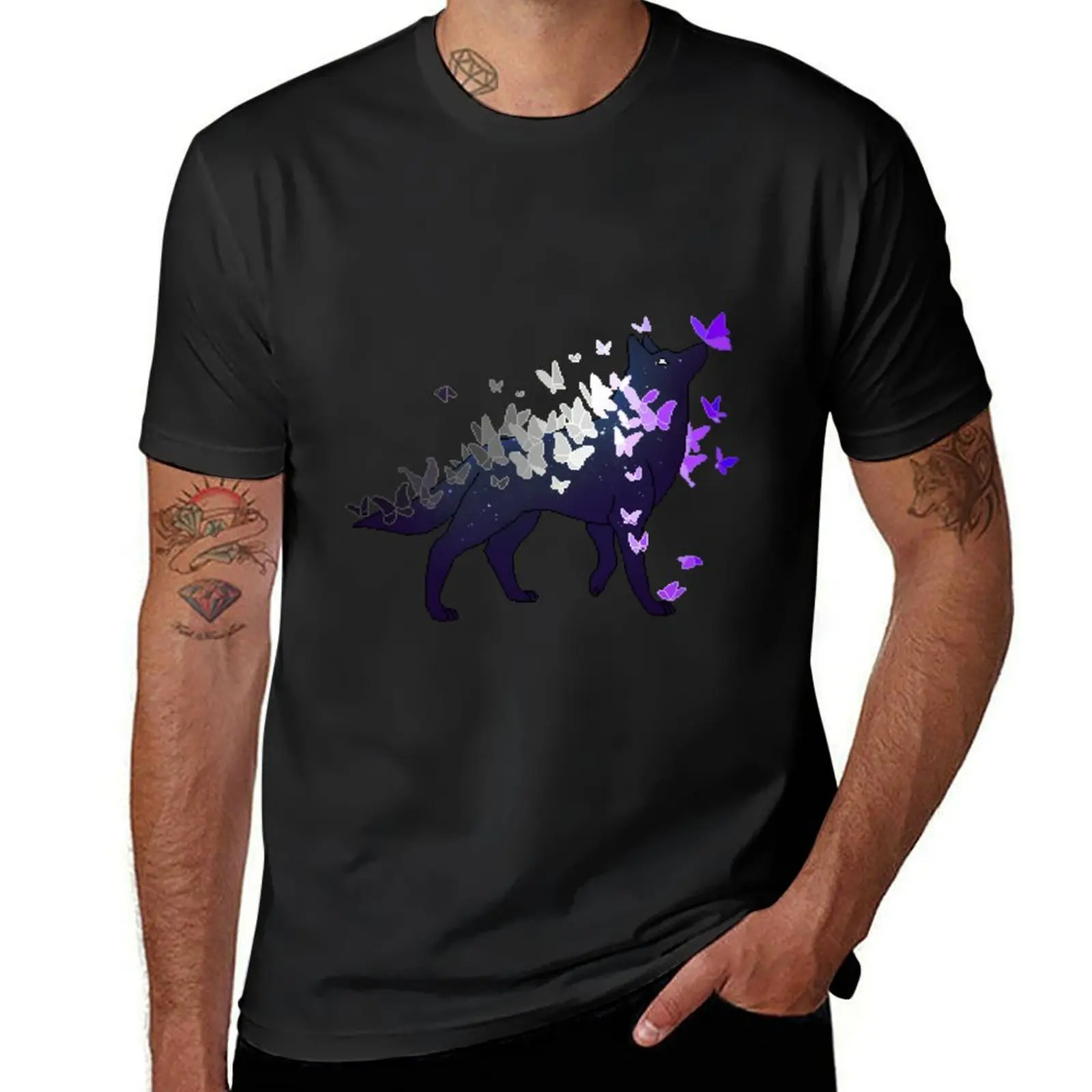 Asexual Pride Galaxy Wolf (Requested) T-Shirt quick-drying boys animal print customs t shirts men