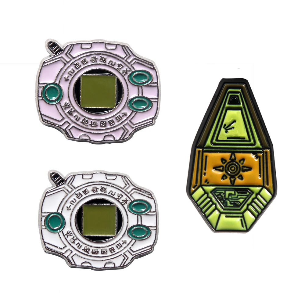 Металлическая брошь с эмалью в стиле аниме Digimon Adventure декоративные булавки Digivice для женщин и мужчин, рюкзаки, сумки, аксессуары, подарок