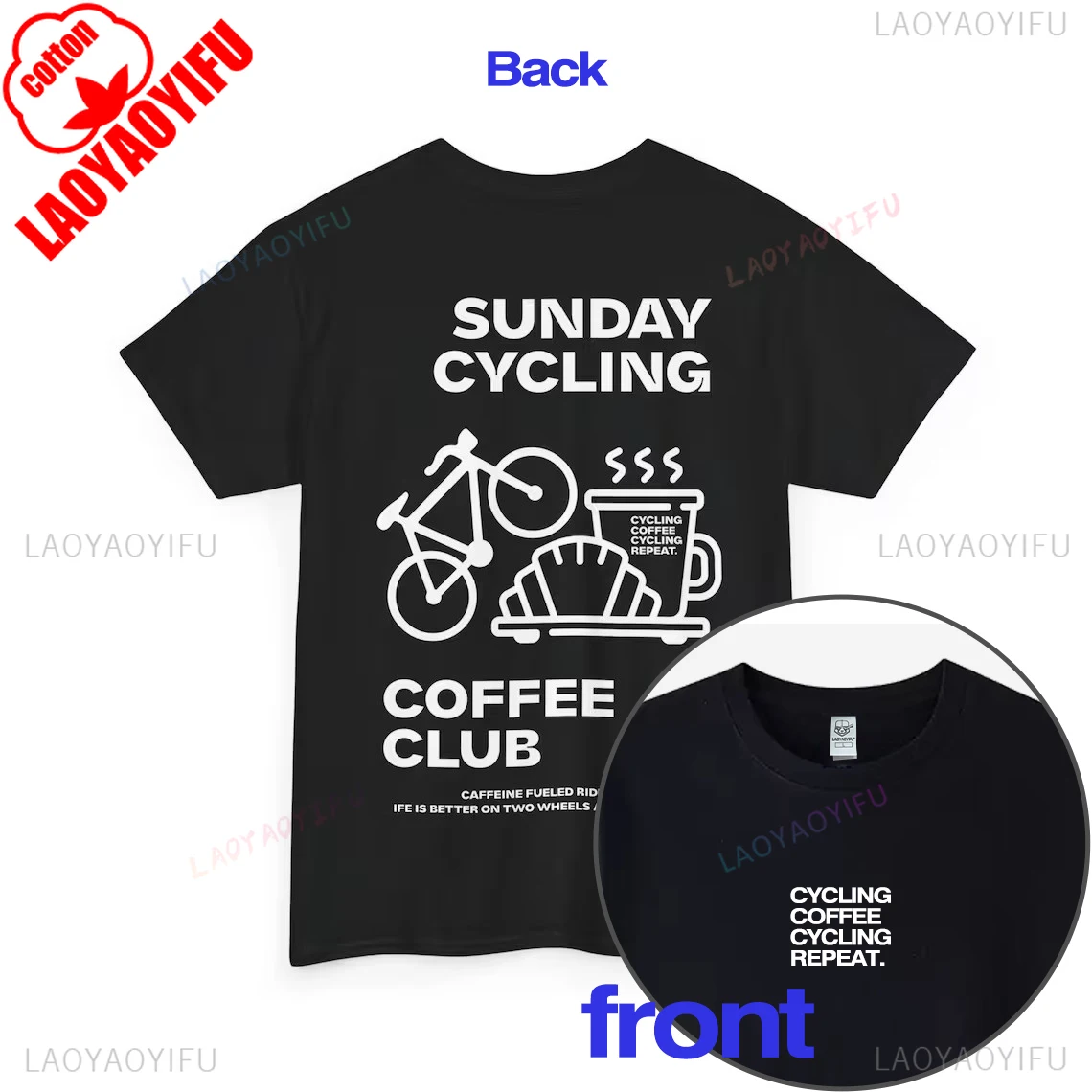 Sonntag Radfahren Kaffee Club Grafik T Shirts Unisex Frau Mann Sommer Fahrrad Hohe Qualität Baumwolle T-shirt Klassische Atmungsaktive Tops
