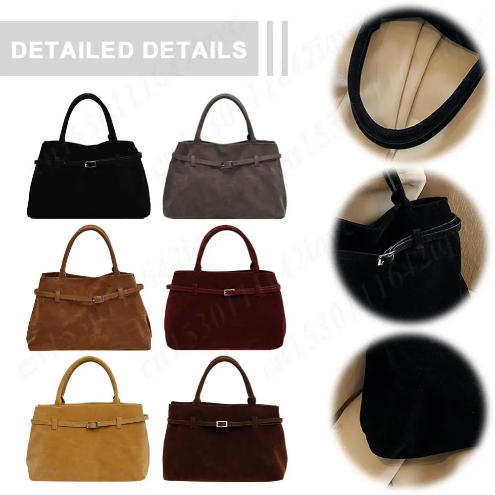 Faux Suede Shoulder Bag Trendy Work Bags Fashion Satchel Bag Retro for Women Work Shopping Travel