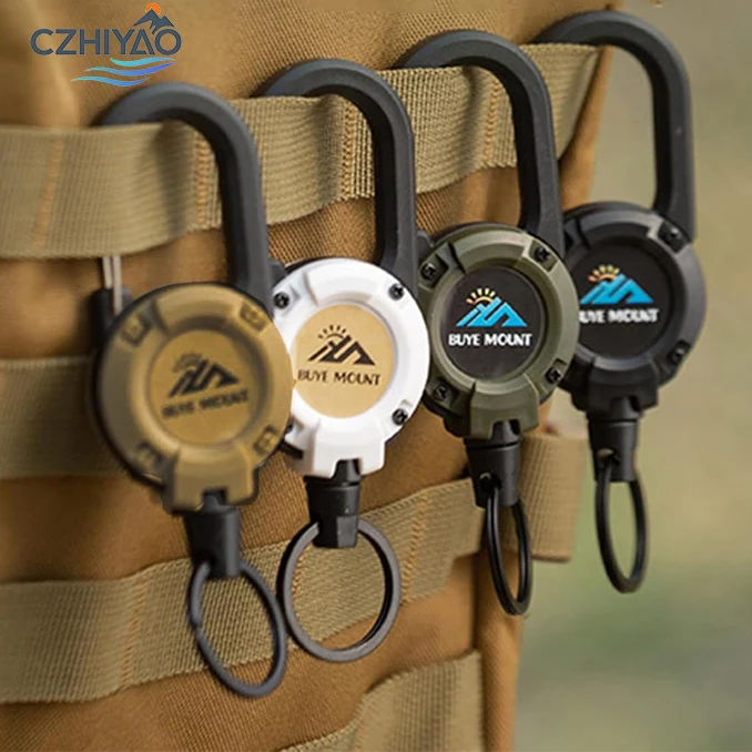 

CZHIYAO 1/2PCS Heavy Duty Multi-Function Keychain-Scalable Mountaineering Clip With Stainless Steel Rope For Badges Outdoor Gear