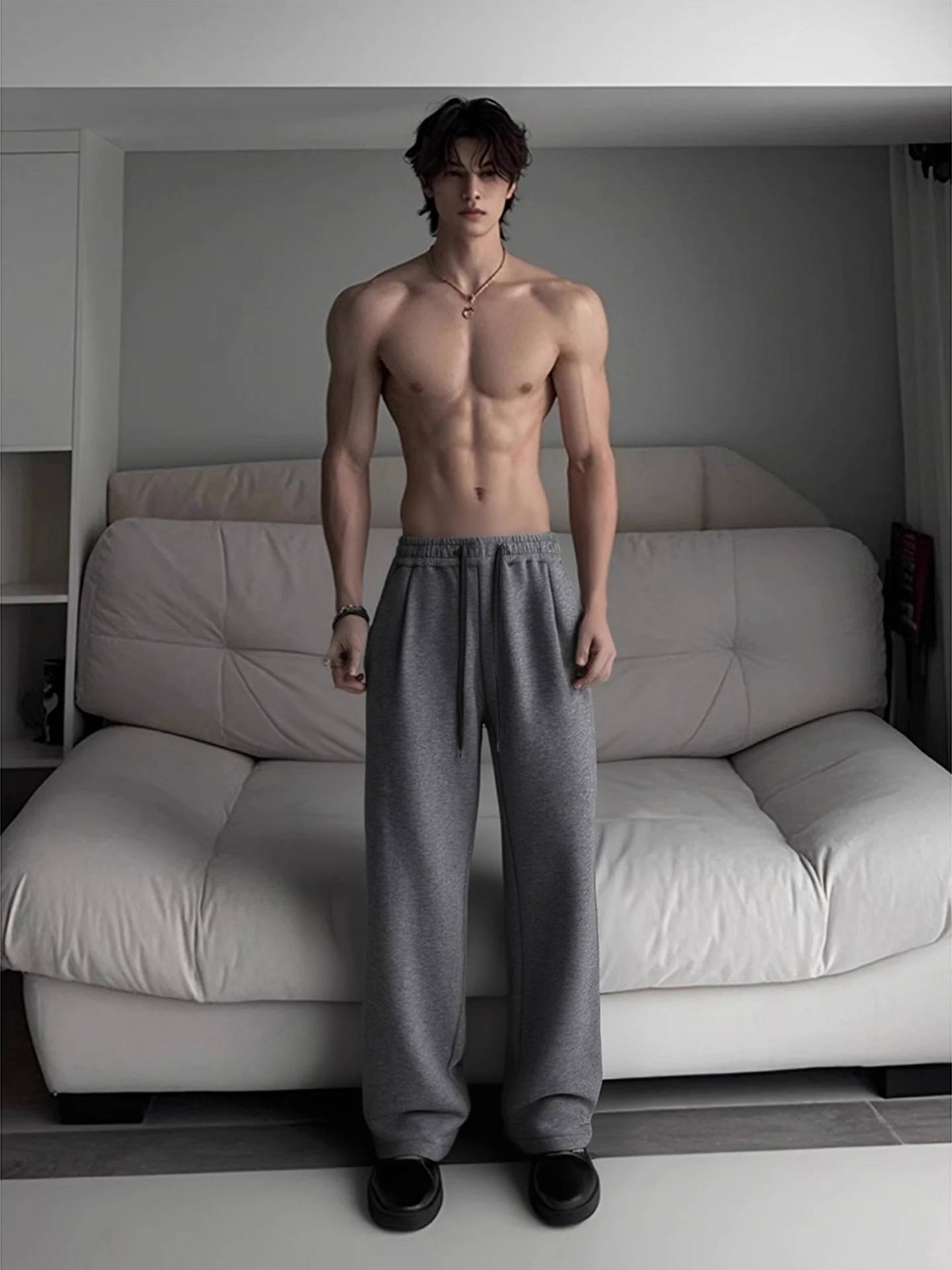 

Мужские спортивные брюки Deep Ey Fitn, осенне-зимние, на флисовой подкладке, утяжеленные, расклешенные, прямые, с зауженным низом