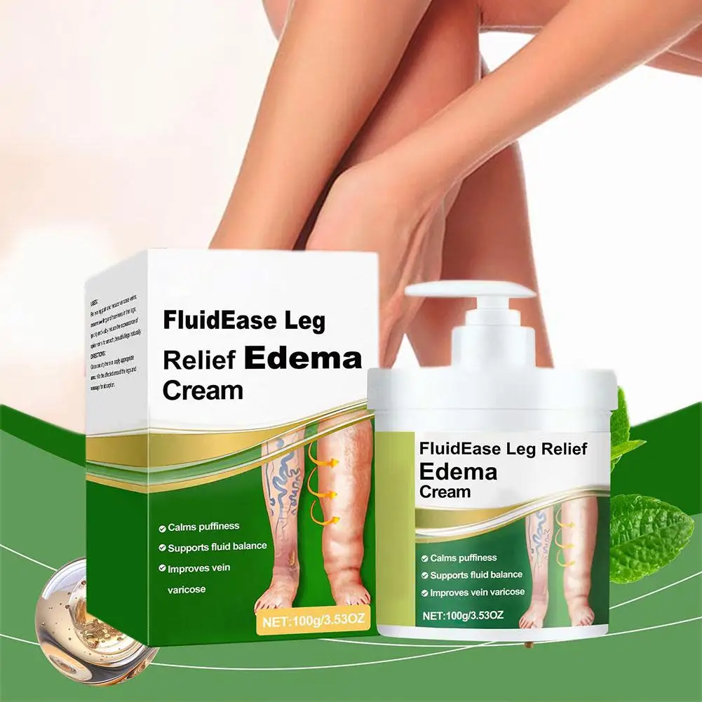 100g Leg Therapy Edema Care Cream, Swell Care Lymphatic Massage Cream, Thigh Anti Swelling Cream for Legs for Women Men