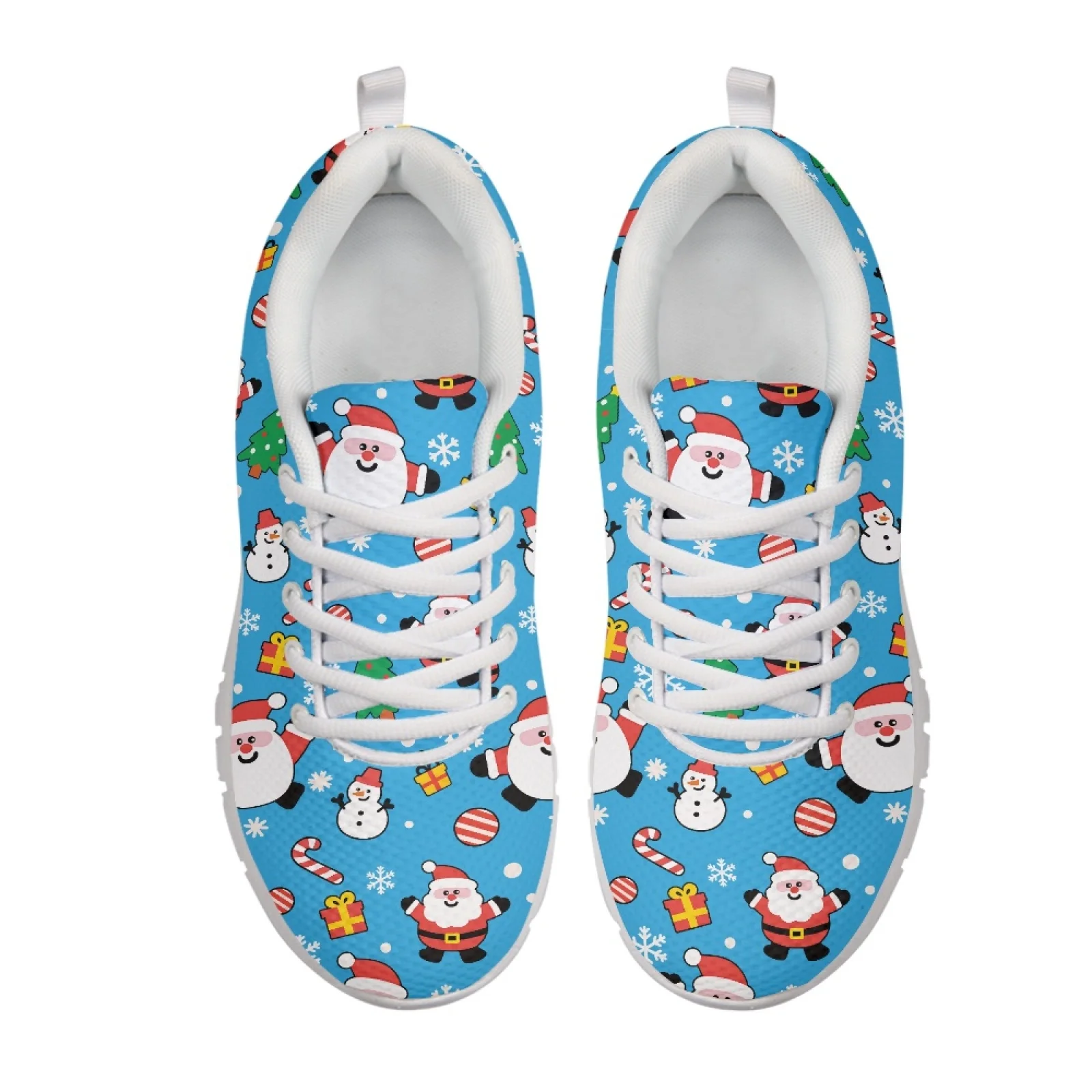 Coloranimal Santa Claus Lace Up Running Shoes for Women Mesh & EVA Sole Training Shoes New Design