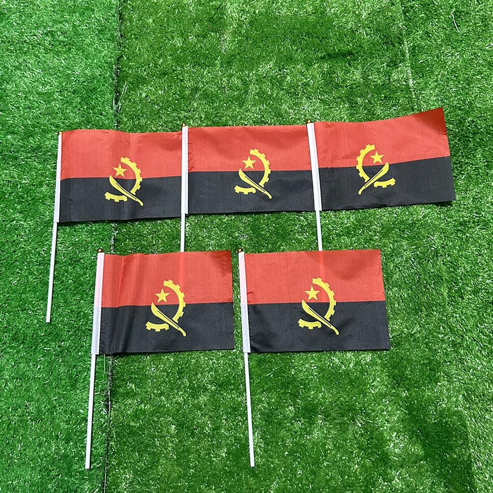 

SKY FLAG 50/100pcs 21*14cm Angola National Flag Angola Flags Hand Waving Flags With plastic pole For Sports Activity Home Decor