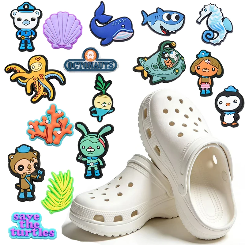 8-17PCS Octonauts kwazii Shoes Charms for Clog Sandals Decoration Mix Wholesale PVC Cute Shoe Accessories Charms for X-MAS Gift