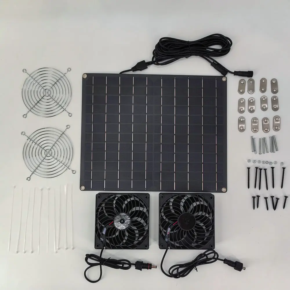 Monocrystalline Solar Panel Exhaust Fan System For Outdoor Shed Greenhouse Ventilation Cooling Waterproof Blower