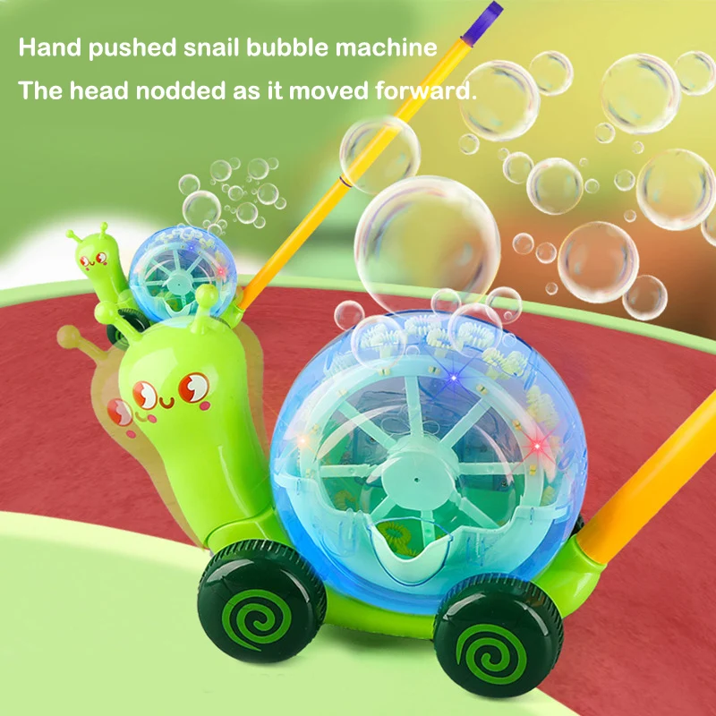 Máquina de bolhas soprador, brinquedo portátil para crianças, máquina de bolhas de caracol, andador de atividade para crianças ao ar livre, brinquedos para crianças