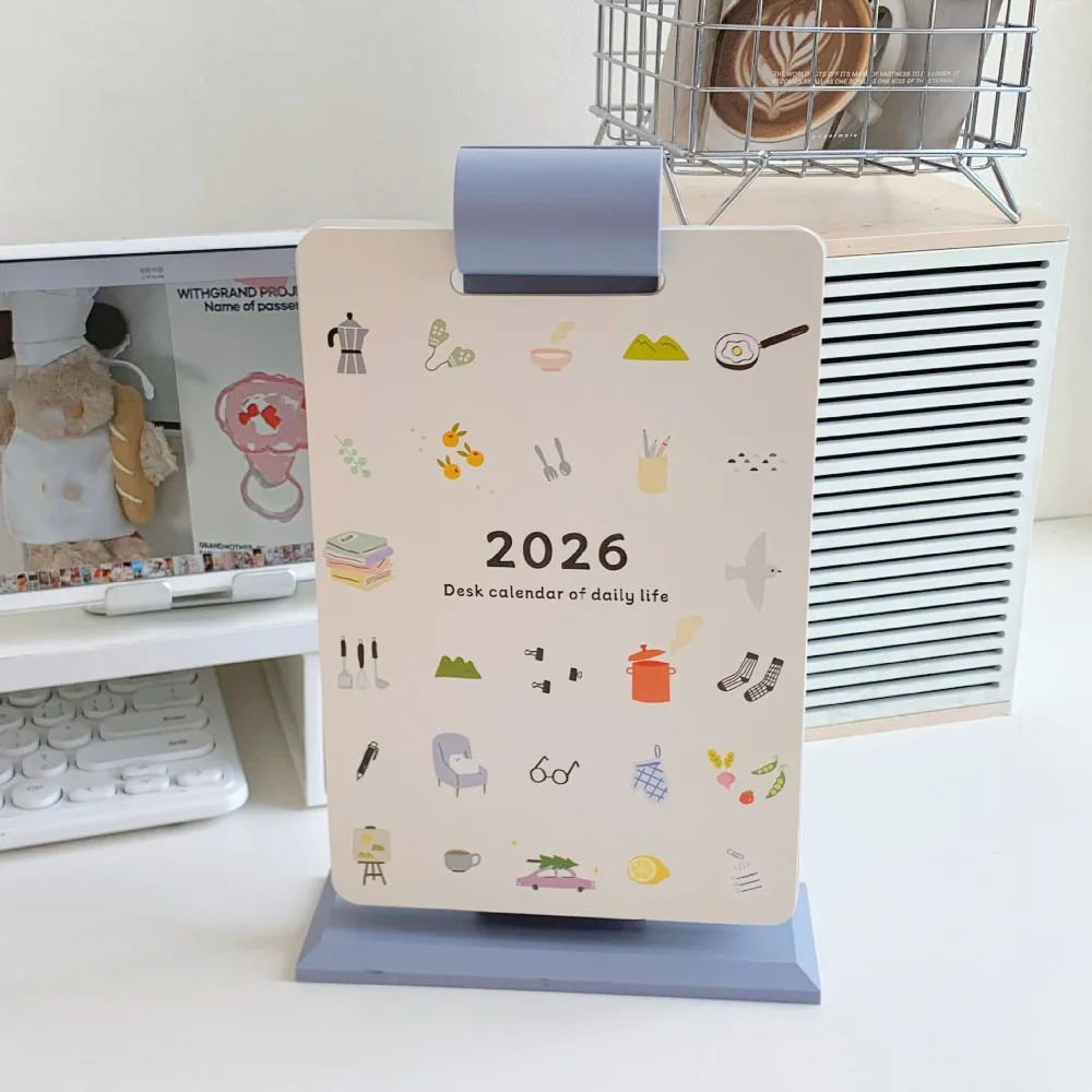 

Настольный календарь-планер 2026 с мультяшным дизайном, отрывные листы, ежедневный планировщик, отображение дат, милый студенческий календарь 2026