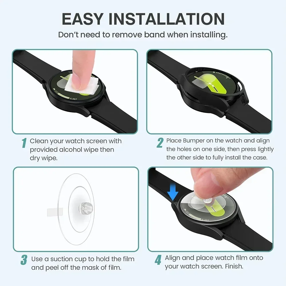 حافظة كمبيوتر + زجاج مقسى لساعة سامسونج جالاكسي 7/6/5/4 FE 44 مللي متر 40 مللي متر غطاء كامل واقي للشاشة غلاف + ملحقات الفيلم