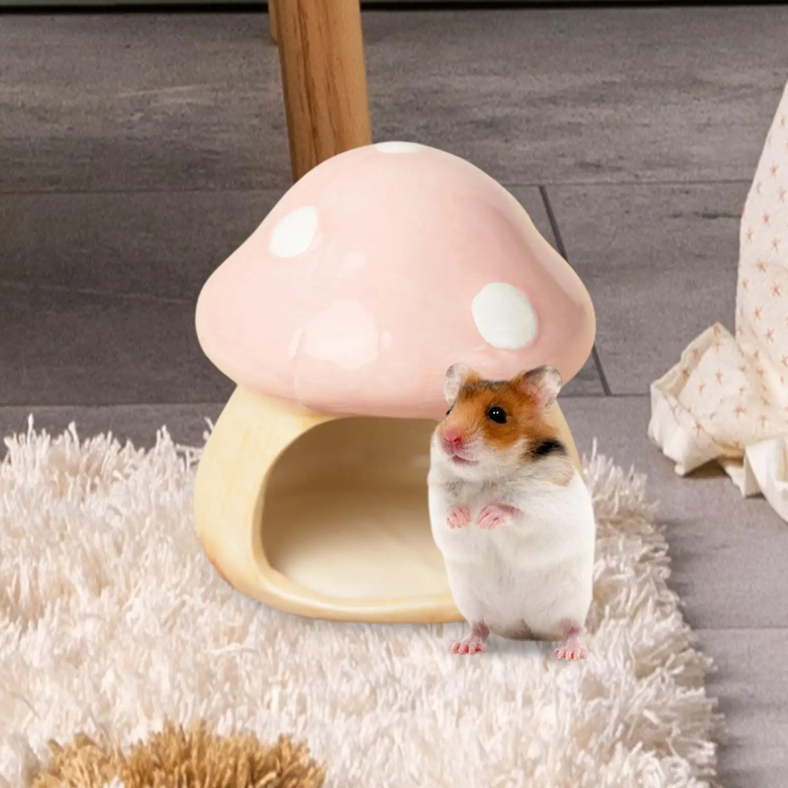 Ceramic Mushroom Shaped Hamster Nest Cute Guinea Pig House for Chinchilla Rat Guinea Pig Small Animals Supplies