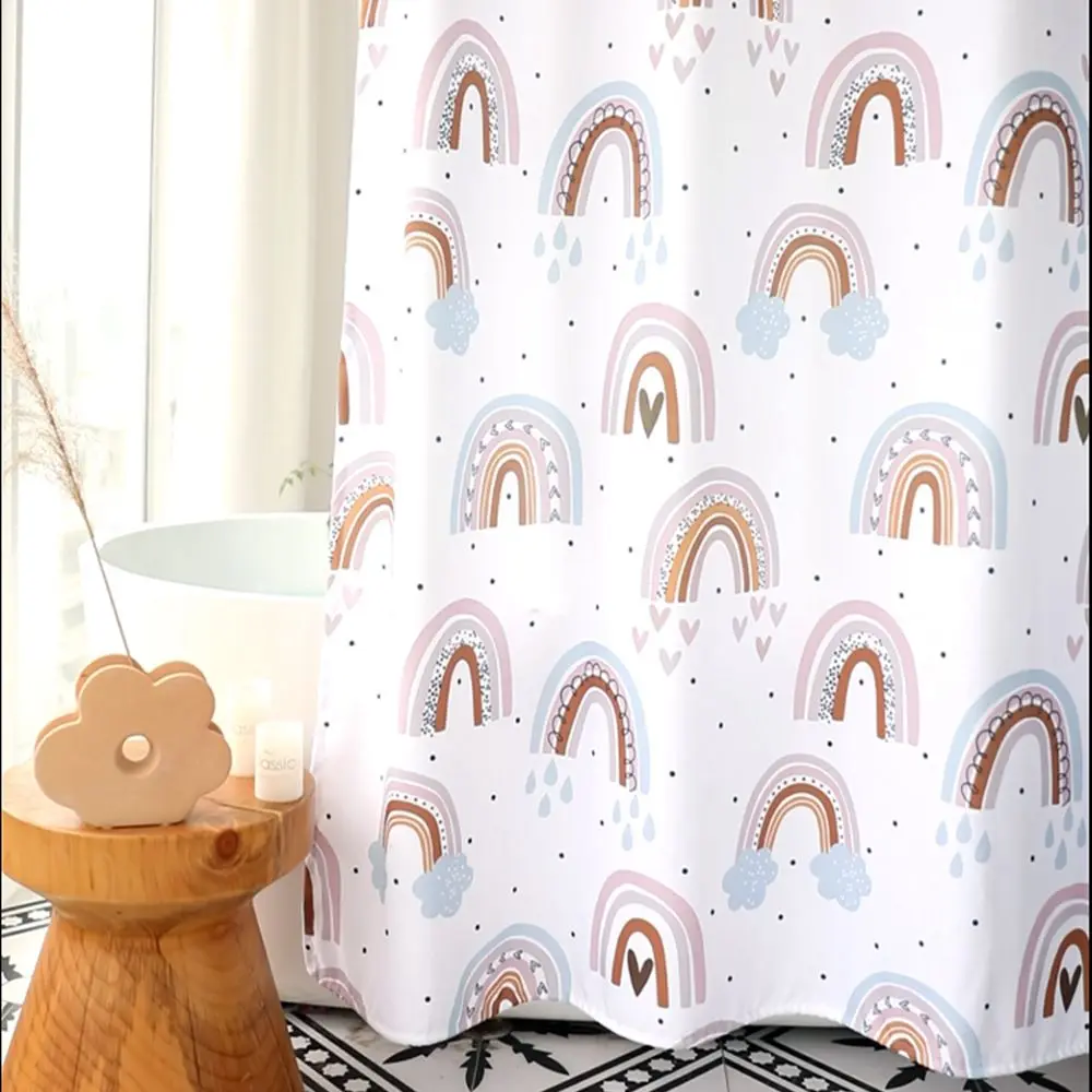 Shower Curtain with Roman Hole, 99.9% Waterproof, Bathroom Thickened, Mildewproof Fabric, Home Curtains, Can Be Customized