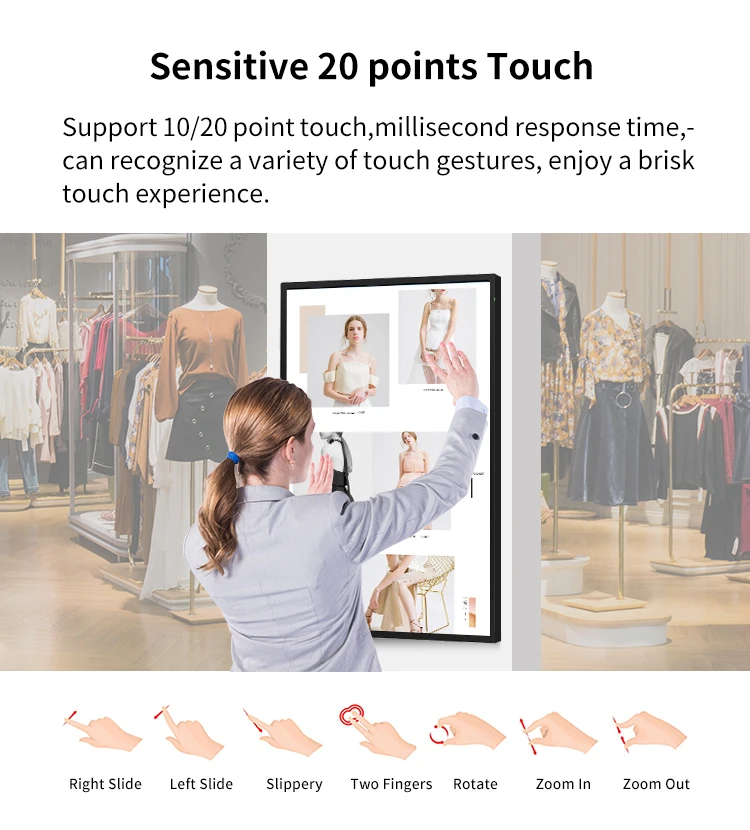 HUSHIDA 32 43 50 55 Inch Wall-Mounted LCD Advertising Machine Touch  Digital Signage Display Screen for Retailers
