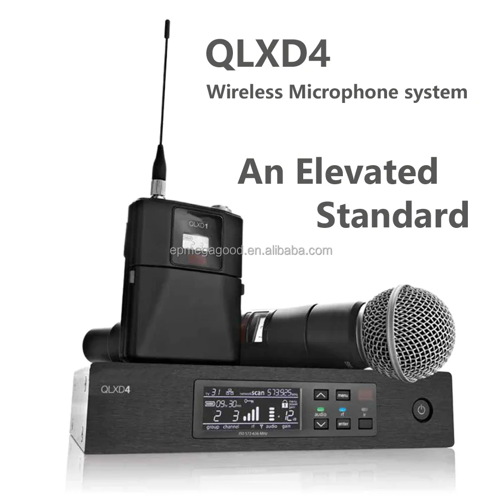 QLXD1 Lavalier وسماعة الرأس QLXD4 أنظمة الميكروفون اللاسلكي UHF تردد قابل للتعديل ميكروفون لاسلكي 626-668 ميجا هرتز