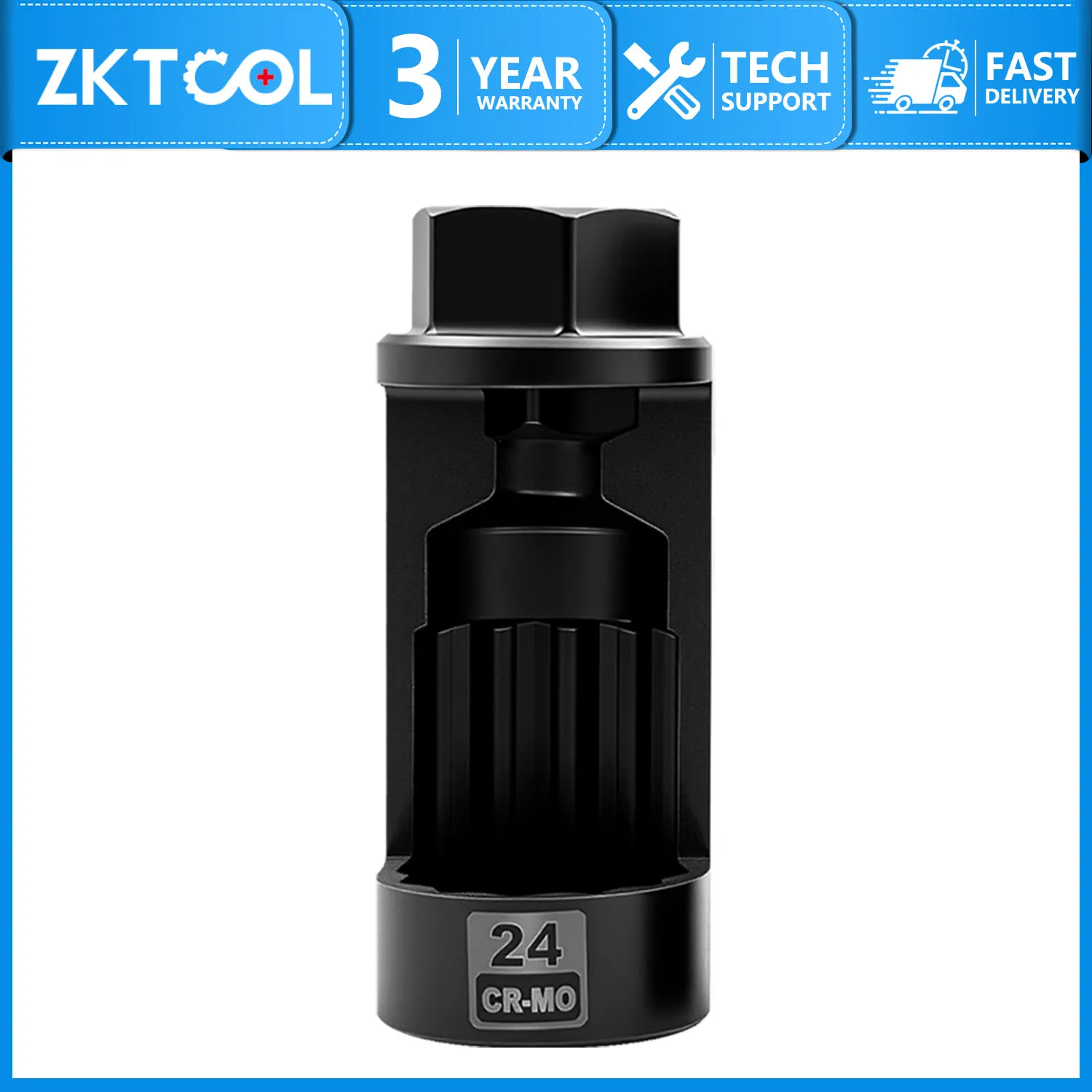 

1-Piece Shock Strut Nut Socket Set, 24mm Suspension Strut Socket Tool, 1/2" Square Drive x 24mm, 12-Point