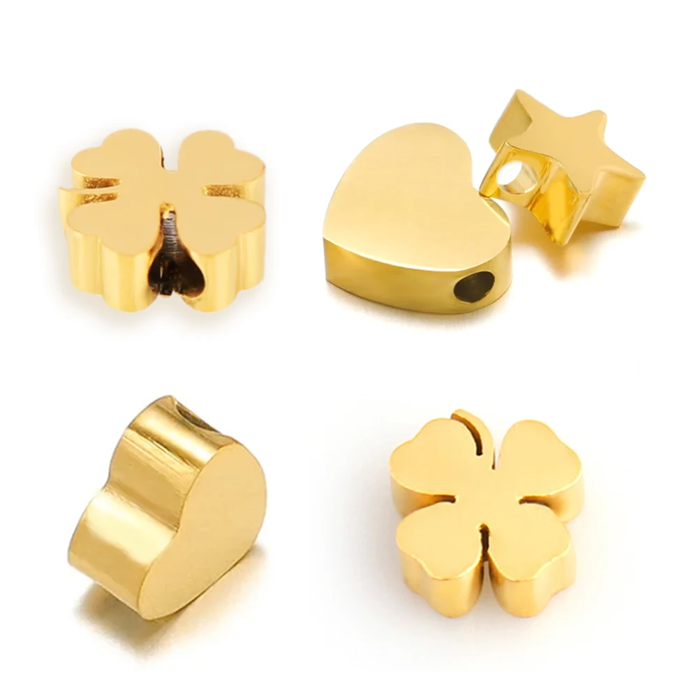 

5Pcs/lot Stainless Steel Lucky Clover Pendant Star Heart Charms For Jewelry Making Supplies Necklaces Bracelets Accessories DIY