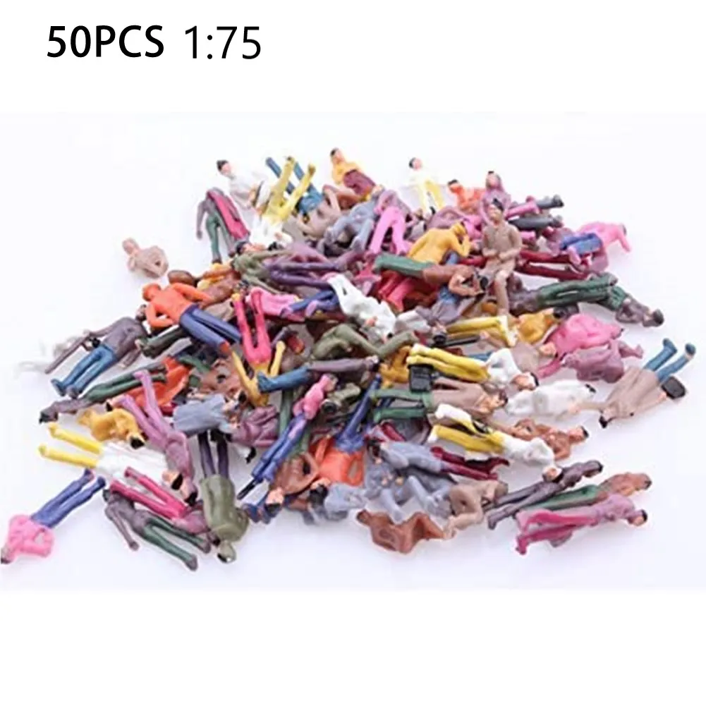 50Pcs 1:75 Model Miniature Figures Model Scale Painted Scenes Modelling People Assorted Poses Multicolor Scale Passenger