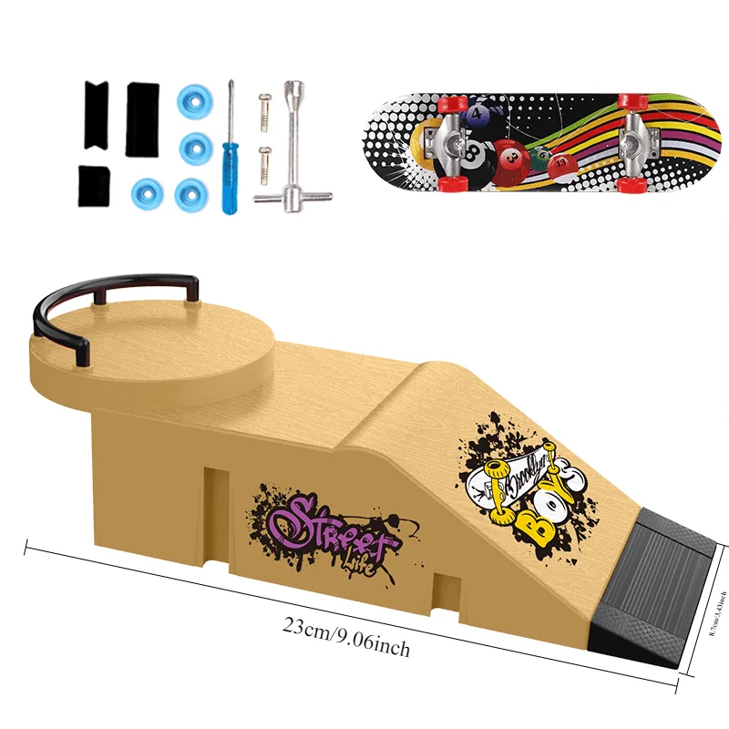 ティーン向けDIYミニフィンガースポーツおもちゃ、指先スケートボードゲームパークサイト、ステップランプシーン小道具、ランダムスケートセット付きギフト、大人向けおもちゃ