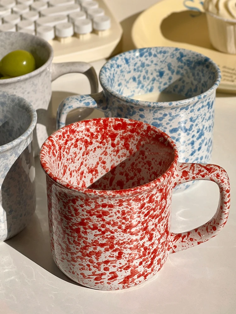 

300ml Speckled Style Ceramic Mug Creative Personality Coffee Milk Cup High Beauty Retro Water Mugs High Temperature Resistance