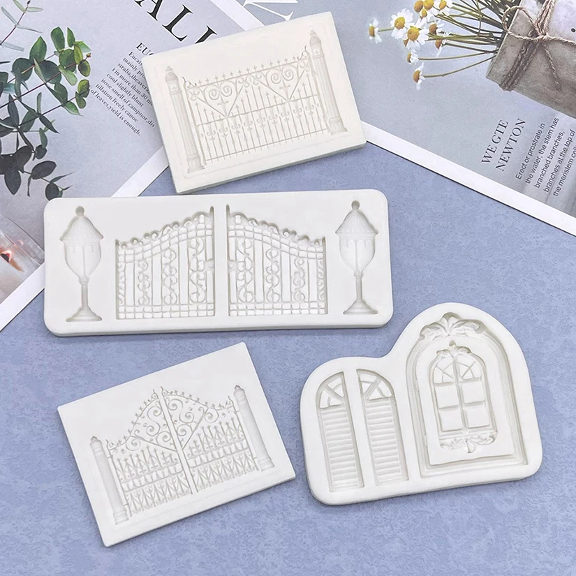 Gate Window Door Silicone Cake Baking Mold Sugarcraft Chocolate Cupcake Resin Tools Fondant Decorating Tools