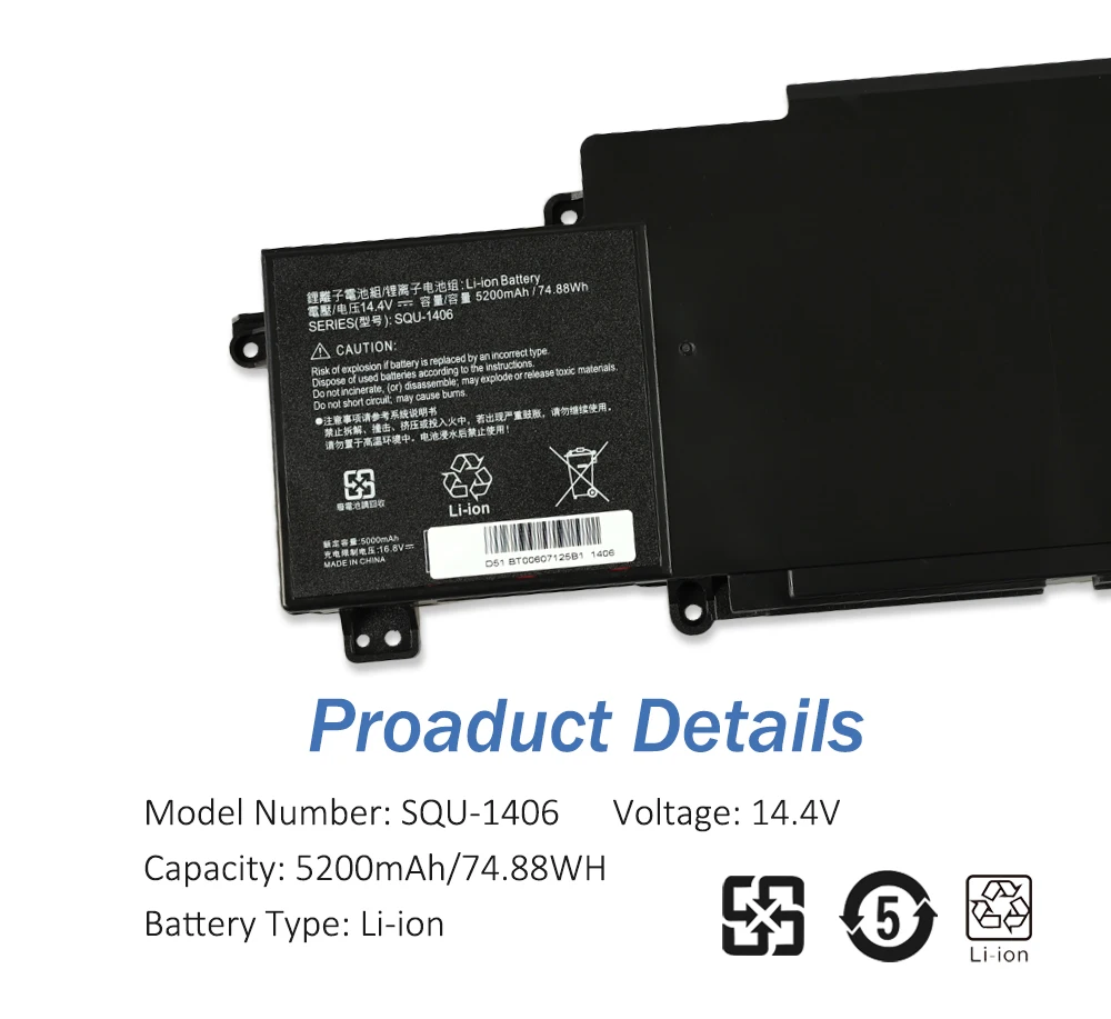 ETESBAY SQU-1406 بطارية الكمبيوتر المحمول ل ThundeRobot 911 911-S1 S2/A/B/C/D/E/G S3 S5A S5T S6 T1 T2 T5 M1/2/3/4/5/6 F1 911GT-Y1/y2/Y3 #2