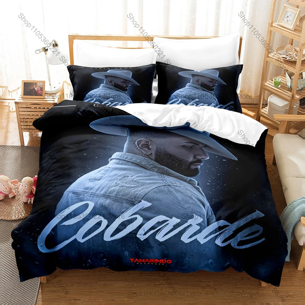 Carin Leon Regional Mexican Singer Portrait 3D Print Bedding Set Duvet Cover + 2 Pillowcases Soft Bed Linen For Latin Music Fans