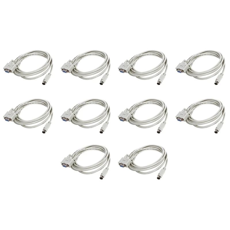 

10X DB9P To 8P Mini Din RS232 Download Cable White 8.2 Ft For PLC DVP-EH