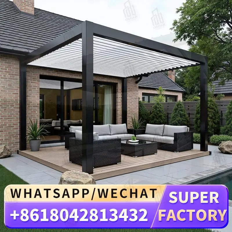 

Outdoor Modern New Design Aluminium Gazebos With Led Light for Gardens Patios Backyards pergola