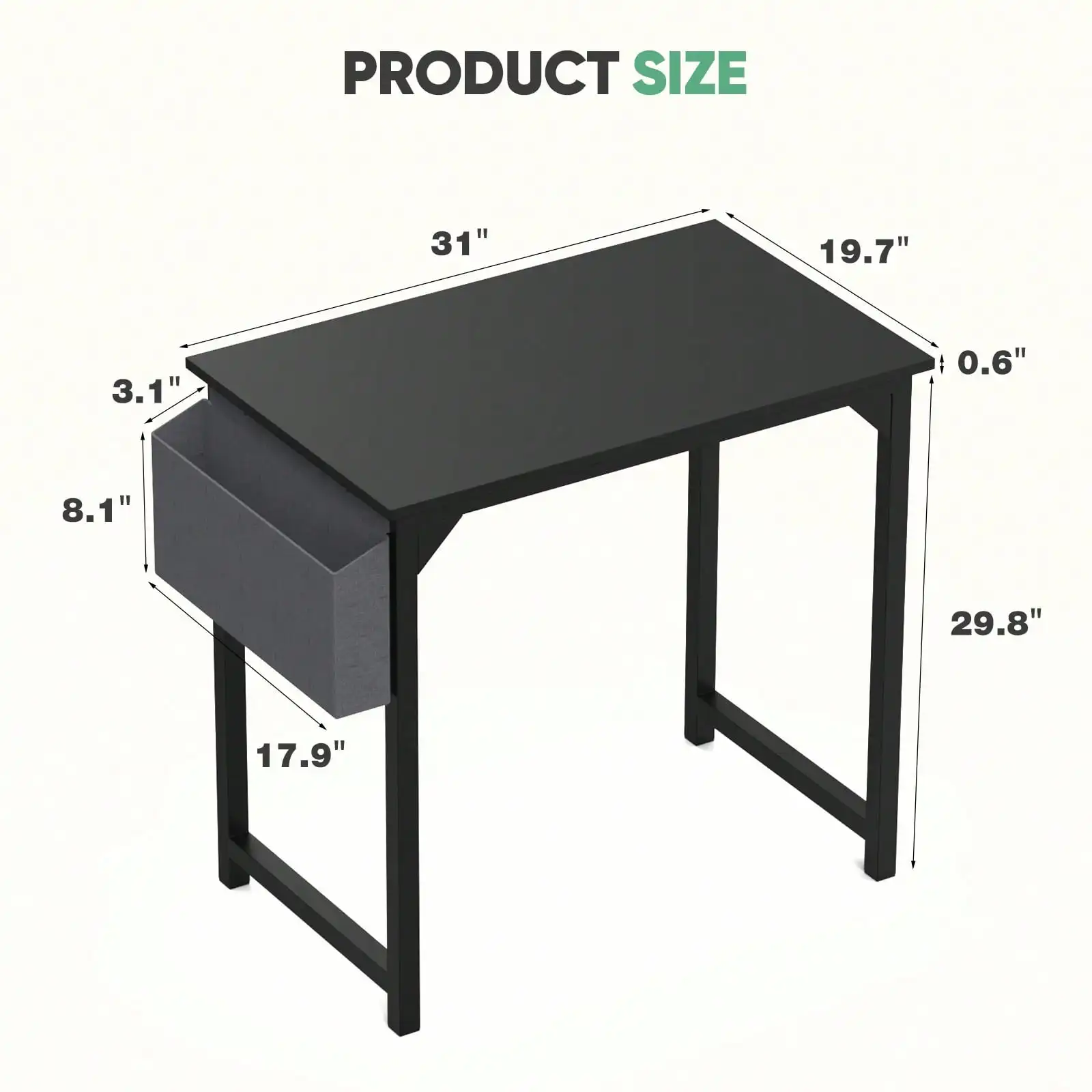 Computer Small Desk, Office 32 Inch Writing Work Study Kids Student Teacher Home Bedroom Table With Metal Frame Wood Tabletop