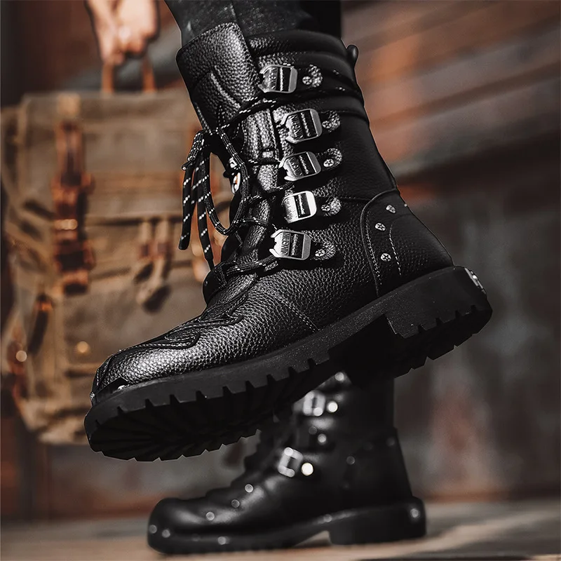 Leather Motorcycle Cycling Boots Men Woman Windproof Warm Motos Protective Martin Boots Fashion  Anti Slip Motociclista Shoes